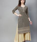 Black embroidered chiffon ethnic-kurtis