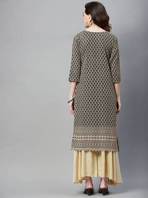 Black embroidered chiffon ethnic-kurtis 4