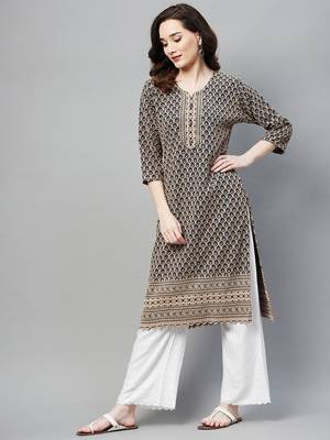Navy-blue embroidered chiffon ethnic-kurtis 5