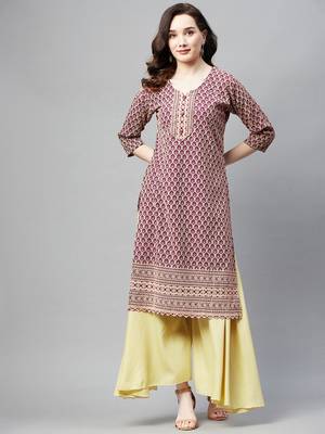 Purple embroidered chiffon ethnic-kurtis 1