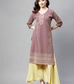Purple embroidered chiffon ethnic-kurtis