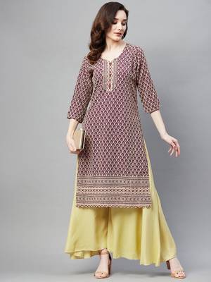 Purple embroidered chiffon ethnic-kurtis 2
