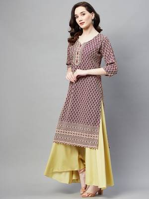 Purple embroidered chiffon ethnic-kurtis 3