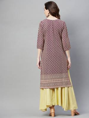 Purple embroidered chiffon ethnic-kurtis 4