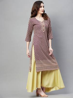 Purple embroidered chiffon ethnic-kurtis 5