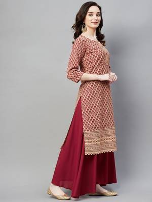 Red embroidered chiffon ethnic-kurtis 2