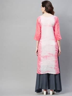 Light-red plain silk ethnic-kurtis 4