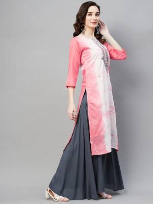 Light-red plain silk ethnic-kurtis 5