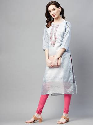 Grey embroidered silk ethnic-kurtis 2