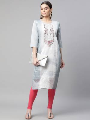 Grey embroidered silk ethnic-kurtis 2