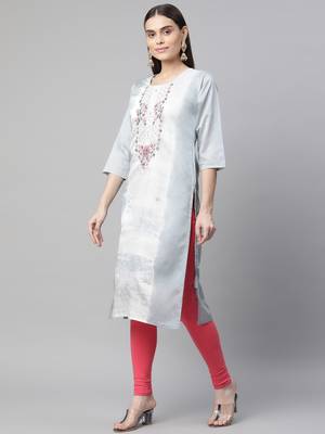 Grey embroidered silk ethnic-kurtis 3