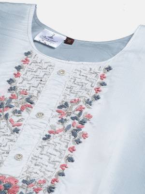 Grey embroidered silk ethnic-kurtis 5