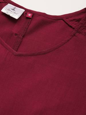 Maroon plain cotton ethnic-kurtis 5