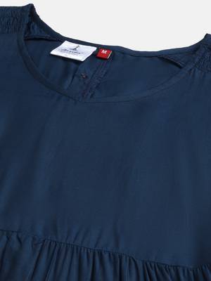 Navy-blue plain cotton ethnic-kurtis 5