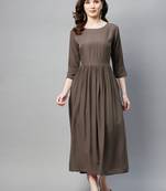 Brown plain cotton ethnic-kurtis