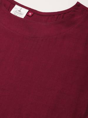 Maroon plain cotton ethnic-kurtis 5