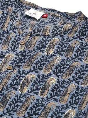 Blue printed silk ethnic-kurtis 5