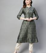 Grey printed silk ethnic-kurtis