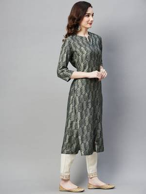 Grey printed silk ethnic-kurtis 2
