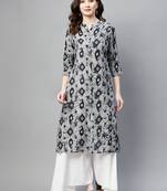 Black printed cotton ethnic-kurtis