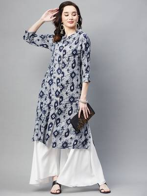 Navy-blue printed cotton ethnic-kurtis 2