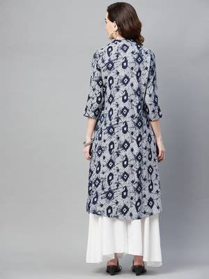 Navy-blue printed cotton ethnic-kurtis 4
