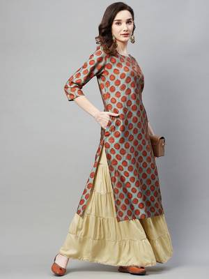 Grey printed cotton ethnic-kurtis 2