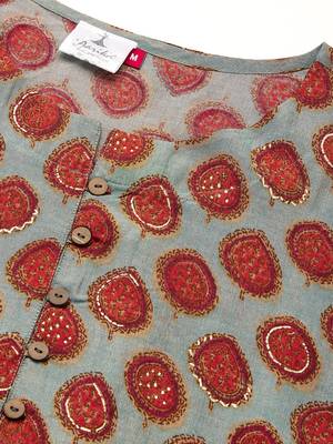 Grey printed cotton ethnic-kurtis 5