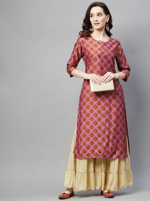 Pink printed cotton ethnic-kurtis 2