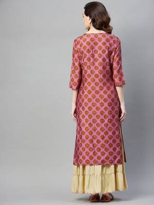 Pink printed cotton ethnic-kurtis 4