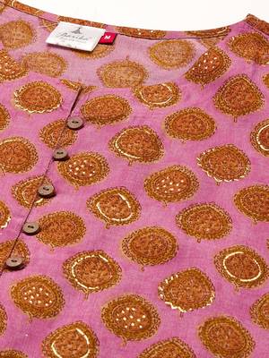 Pink printed cotton ethnic-kurtis 5