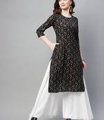 Black printed cotton ethnic-kurtis