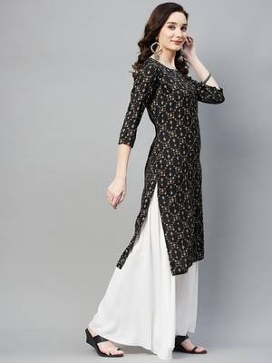Black printed cotton ethnic-kurtis 2