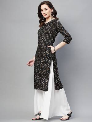 Black printed cotton ethnic-kurtis 3