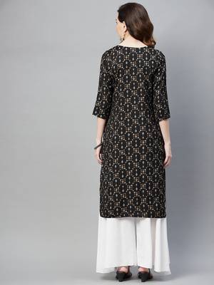 Black printed cotton ethnic-kurtis 4