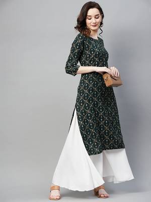 Green printed cotton ethnic-kurtis 2