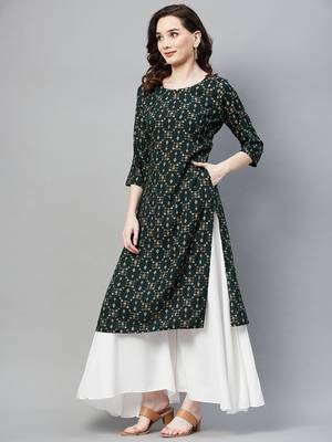 Green printed cotton ethnic-kurtis 3