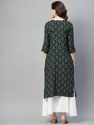 Green printed cotton ethnic-kurtis 4