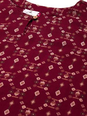 Maroon printed cotton ethnic-kurtis 5
