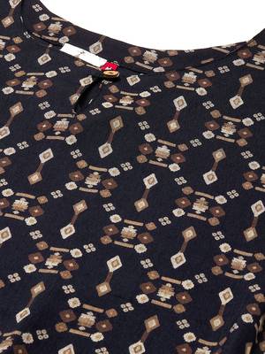 Navy-blue printed cotton ethnic-kurtis 5