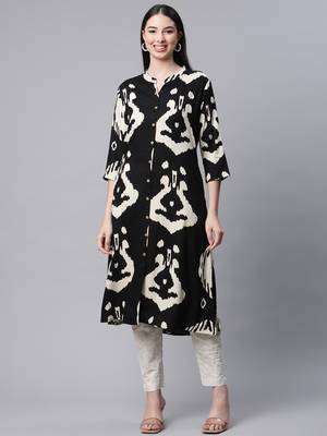 Black printed cotton ethnic-kurtis 1