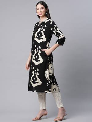 Black printed cotton ethnic-kurtis 3