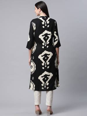 Black printed cotton ethnic-kurtis 4