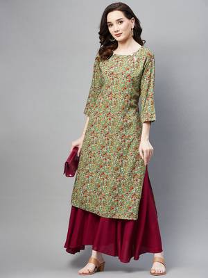 Green printed cotton ethnic-kurtis 2