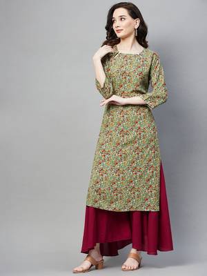Green printed cotton ethnic-kurtis 3