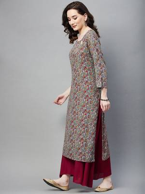 Grey printed cotton ethnic-kurtis 3