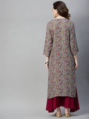 Grey printed cotton ethnic-kurtis 4