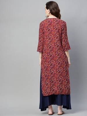 Maroon printed cotton ethnic-kurtis 4