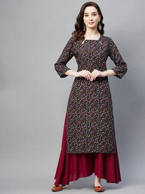 Navy-blue printed cotton ethnic-kurtis 1