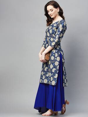 Blue printed cotton ethnic-kurtis 2